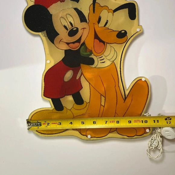 Vintage Disney Mickey &Pluto Light Up Single Sided Window Christmas Decor 2012 - Picture 8 of 11